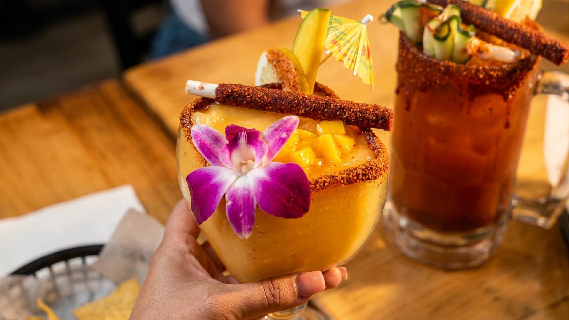 Blended tropical drinks